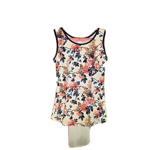 Fashion Magazine Blouse Women’s Size Medium Sleeveless Floral Print Peplum Top